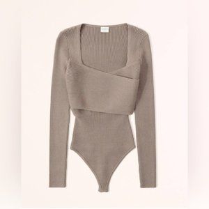 Abercrombie LuxeLoft Wrap Sweater Bodysuit Taupe XS- brand new with tag